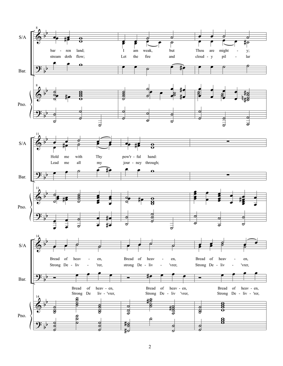 Guide Me, O Thou Great Jehovah 3-Part scores gallery preview page 2