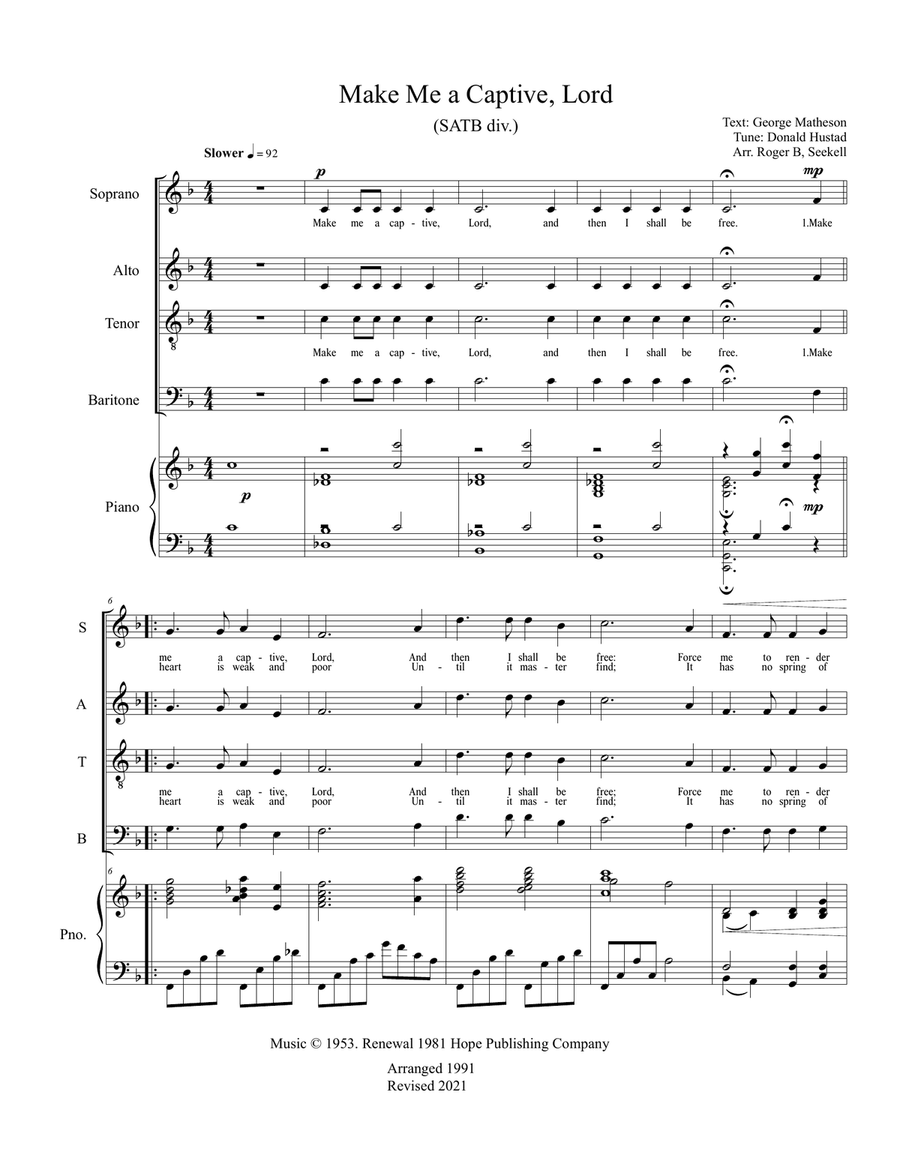 Make Me a Captive, Lord Make Me a Captive, Lord Divisi scores gallery preview page 1
