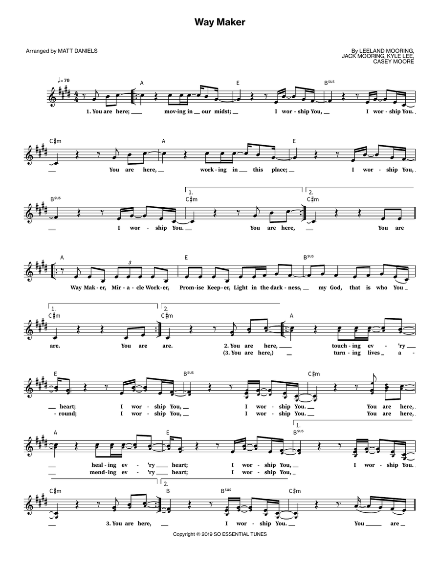 Way Maker Way Maker Piano scores gallery preview page 1