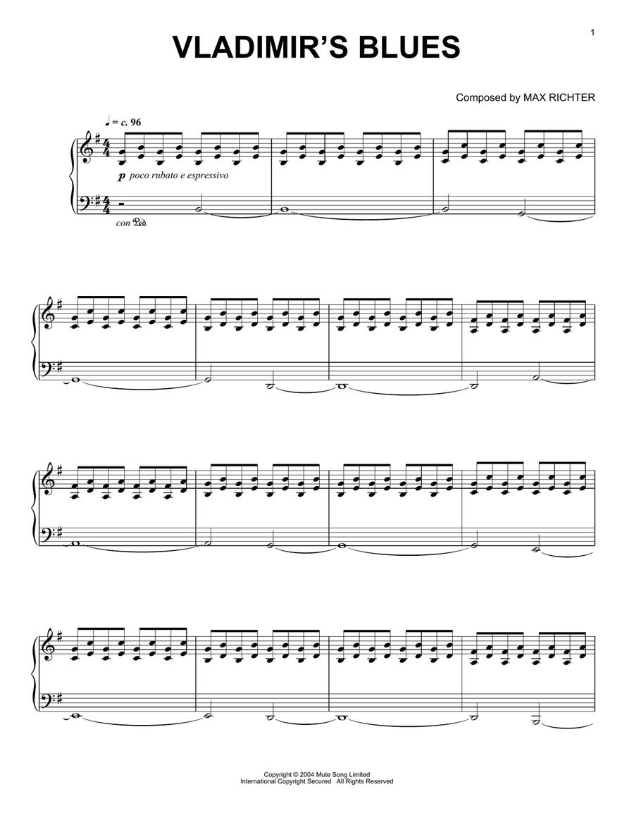 Vladimir's Blues Vladimir's Blues Easy Piano scores gallery preview page 1