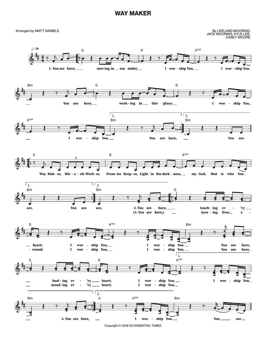 Way Maker Way Maker Piano scores gallery preview page 1