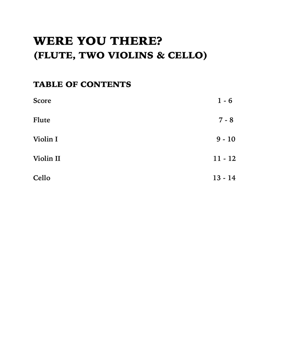 Were You There (Quartet for Flute, Two Violins and Cello) Small Ensemble scores gallery preview page 4