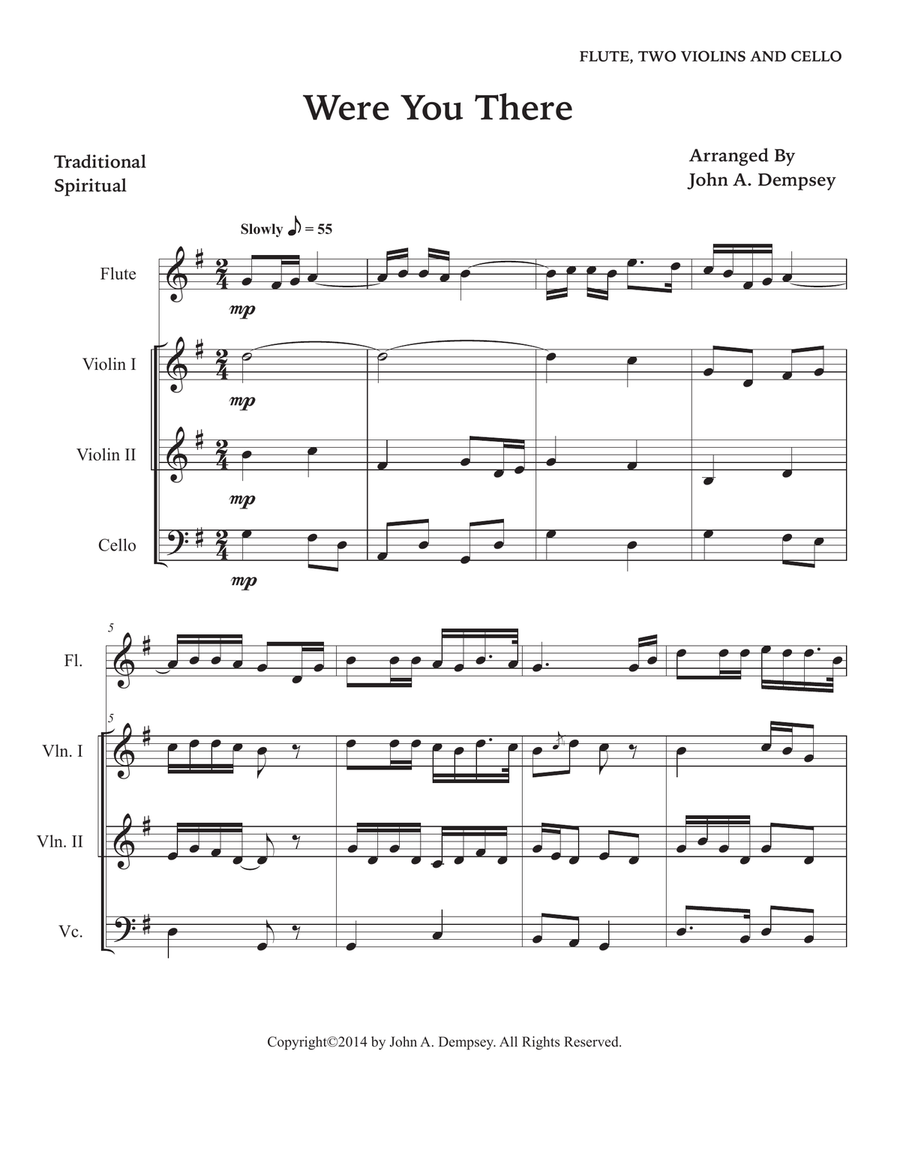 Were You There (Quartet for Flute, Two Violins and Cello) Small Ensemble scores gallery preview page 5