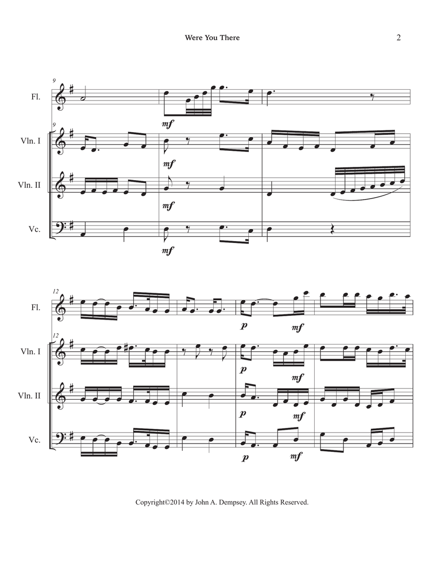 Were You There (Quartet for Flute, Two Violins and Cello) Small Ensemble scores gallery preview page 6