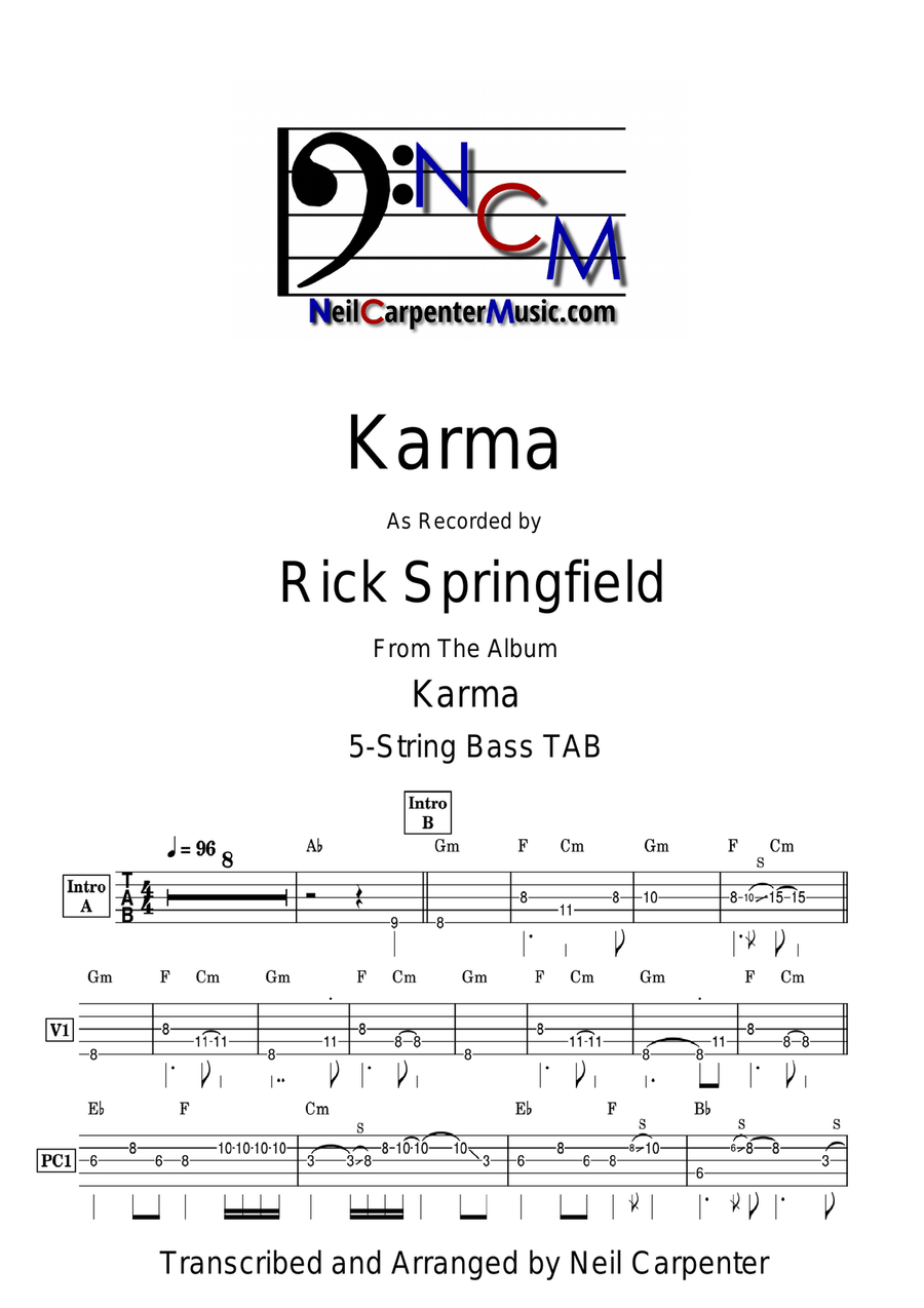 Karma Karma Acoustic Guitar scores gallery preview page 1