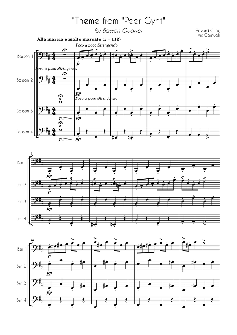 BASSON QUARTET - E. Grieg - Theme from 