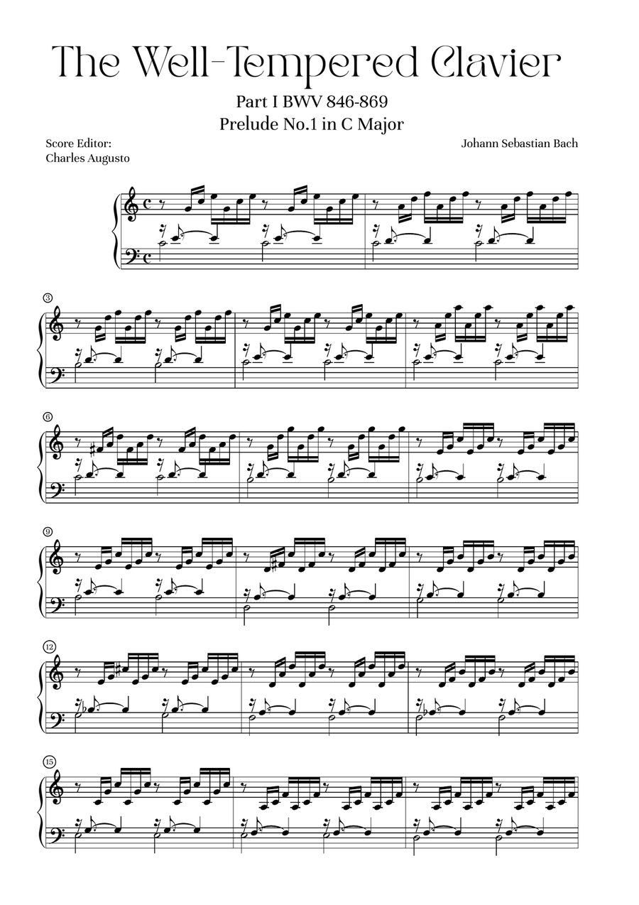 The Well-Tempered Clavier No.1 - C Major Prelud Piano Solo scores gallery preview page 2