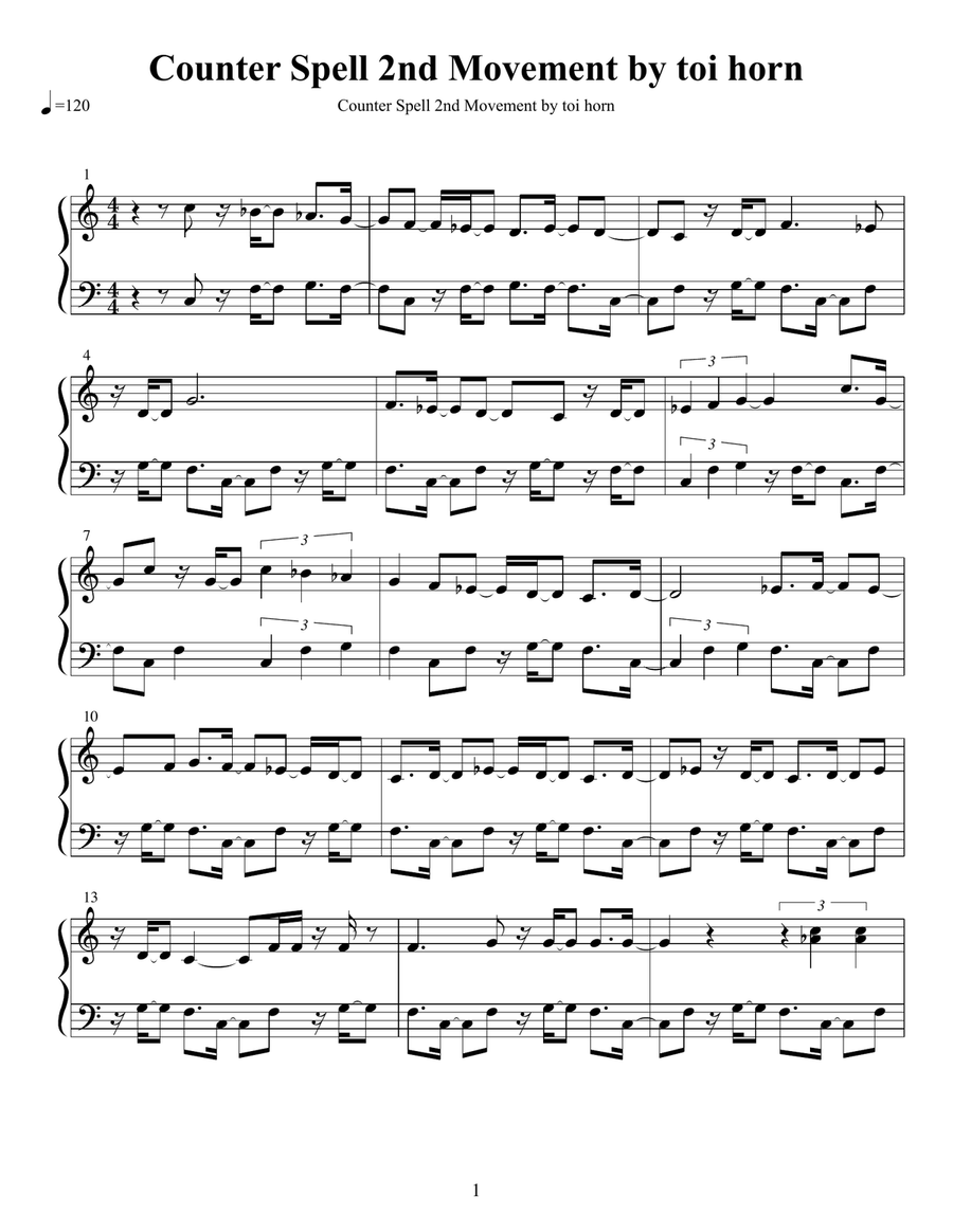 Counter Spell 2nd Movement Piano Solo scores gallery preview page 1
