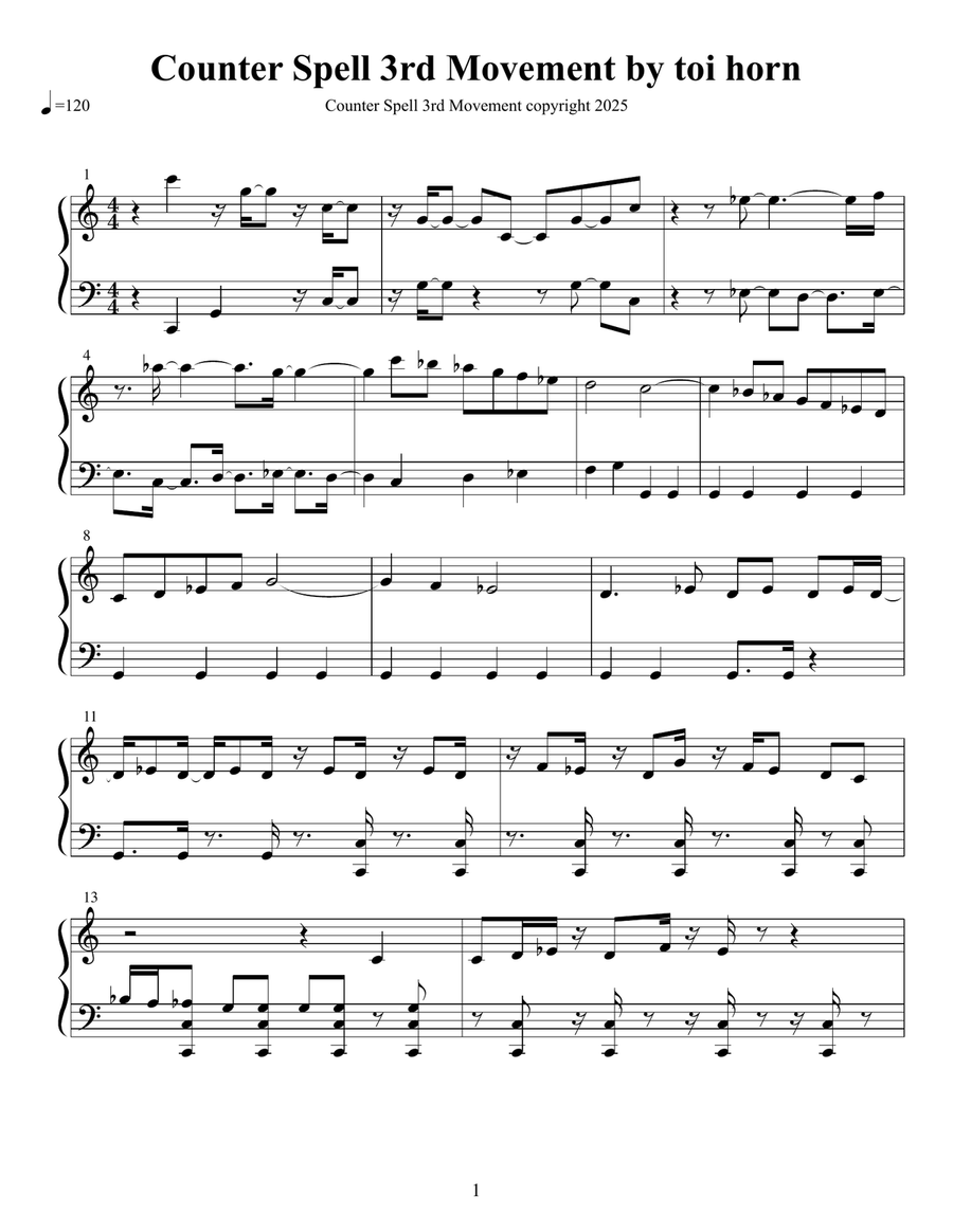 Counter Spell 3rd Movement Piano Solo scores gallery preview page 1