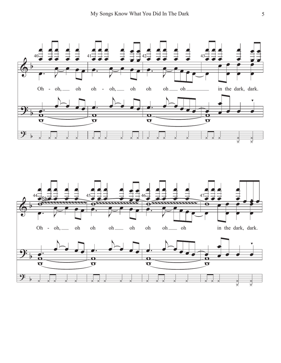 My Songs Know What You Did In The Dark (Light Em Up) - Score Only Handbell Choir scores gallery preview page 6