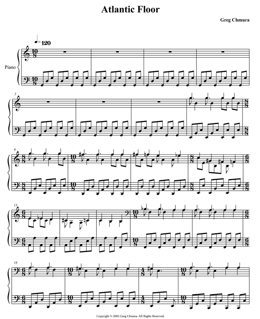 Atlantic Floor Piano Solo scores gallery preview page 1