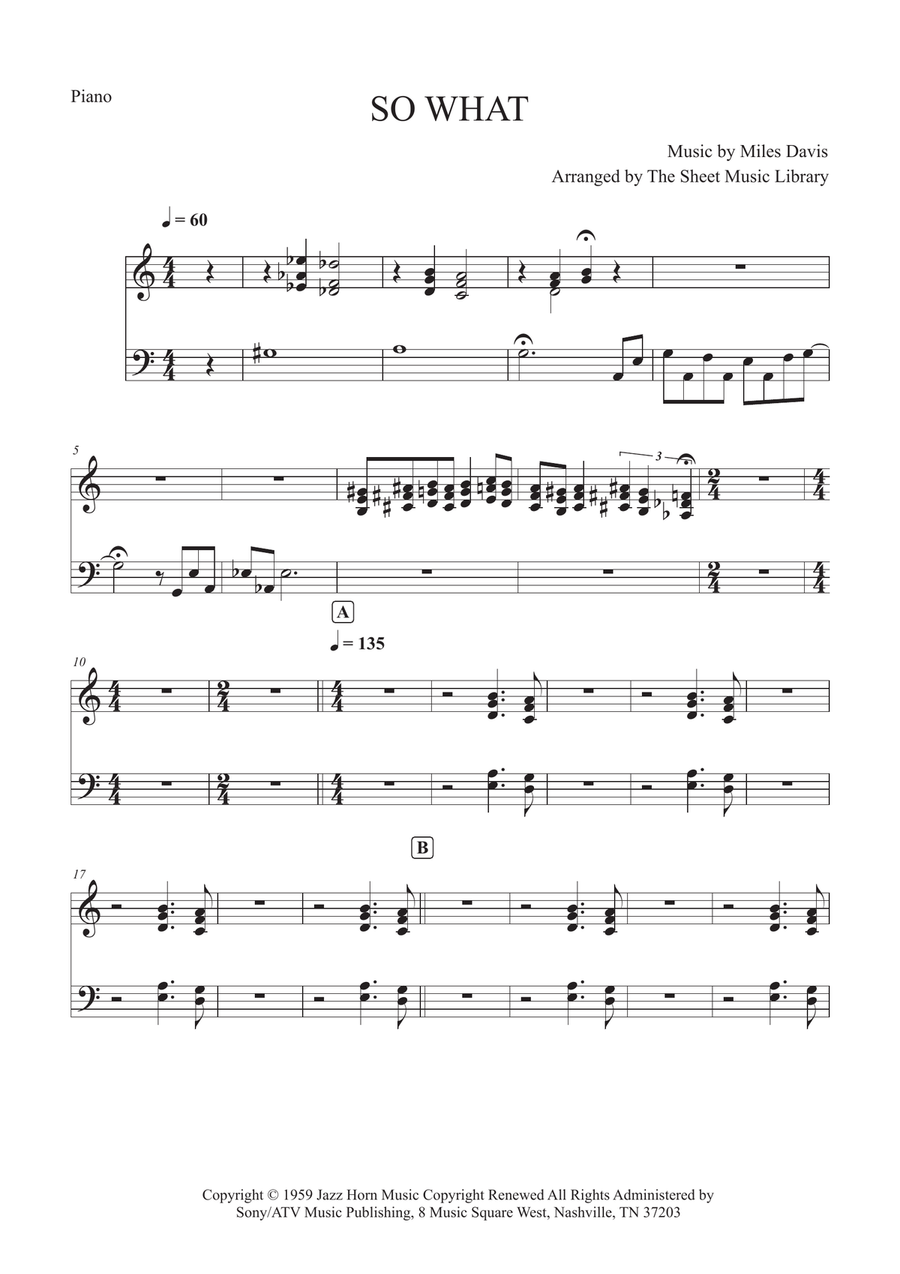 So What So What Piano, Vocal scores gallery preview page 1