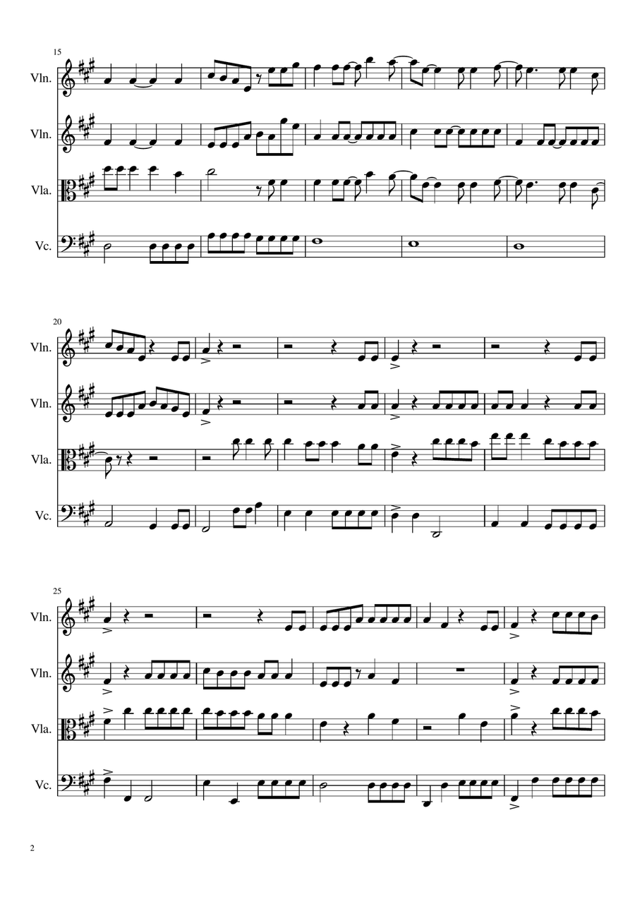 A Bar Song (Tipsy) String Quartet scores gallery preview page 2