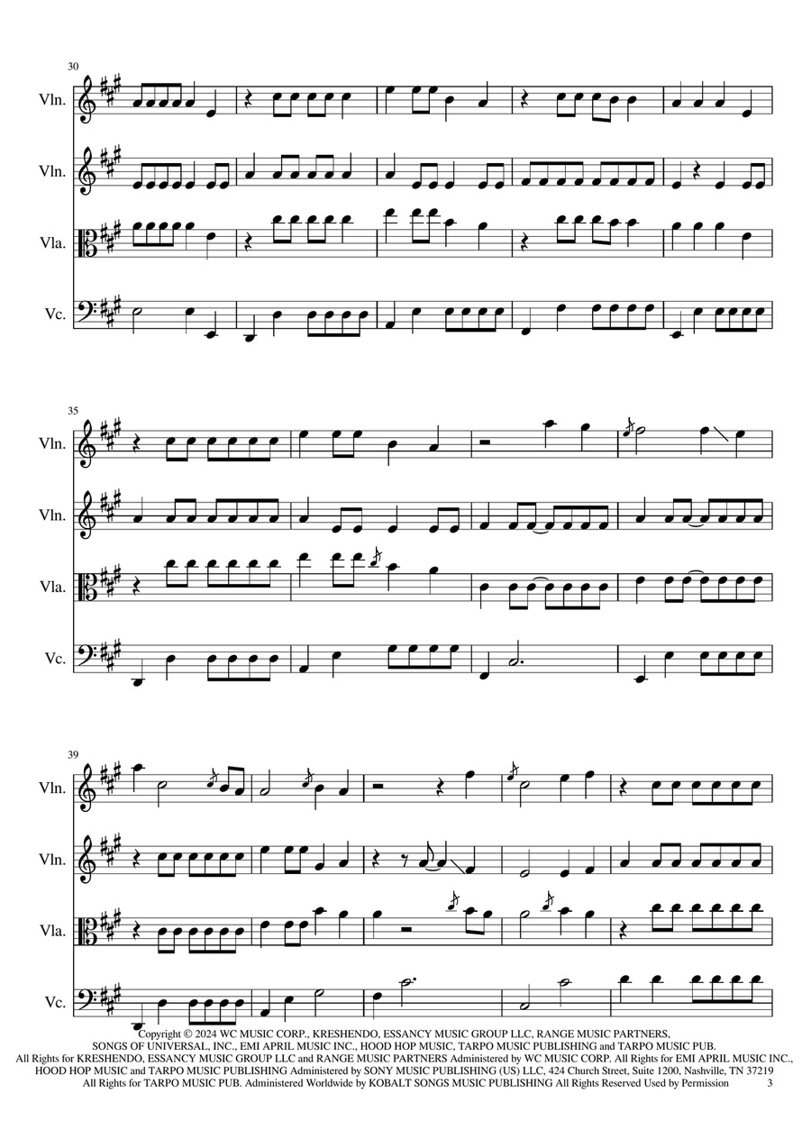 A Bar Song (Tipsy) String Quartet scores gallery preview page 3