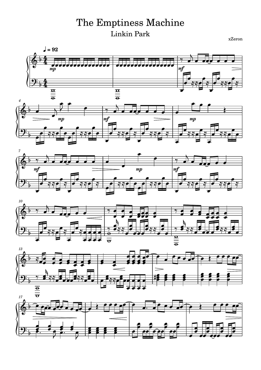 The Emptiness Machine The Emptiness Machine Piano Solo scores gallery preview page 1