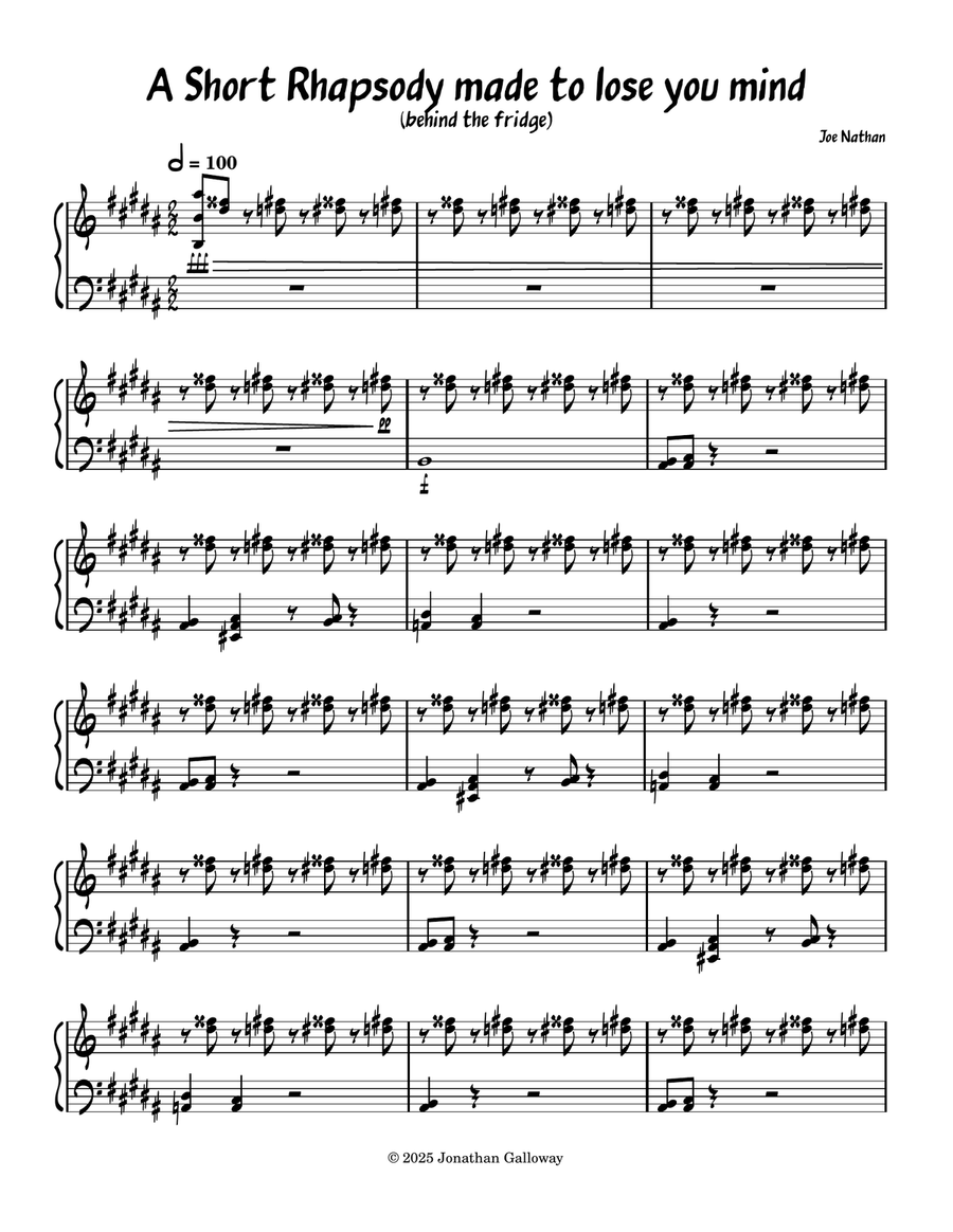 A Short Rhapsody made to Lose Your Mind Marimba scores gallery preview page 1