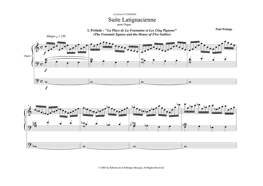 Paul Wehage : Suite Latignacienne for organ Organ Solo scores gallery preview page 2