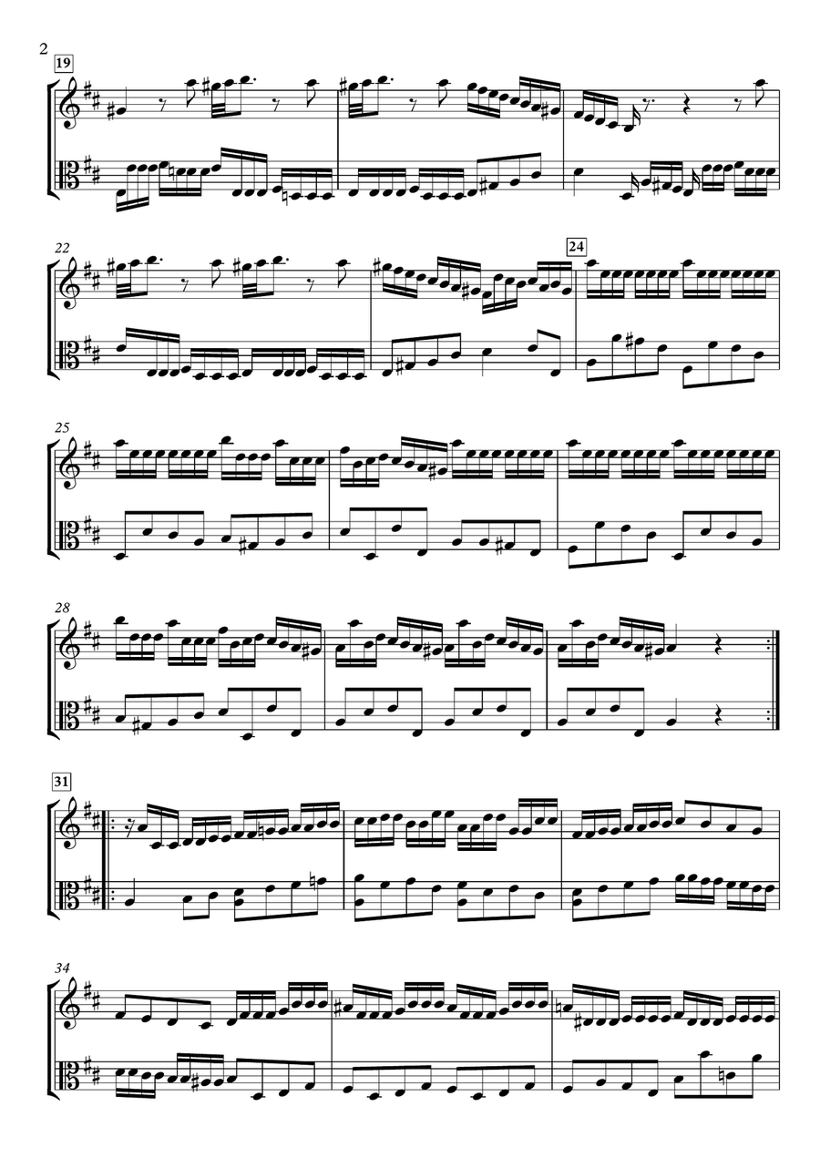 Sonata in D Major, K.435 / L.361 for Violin and Viola String Duet scores gallery preview page 2