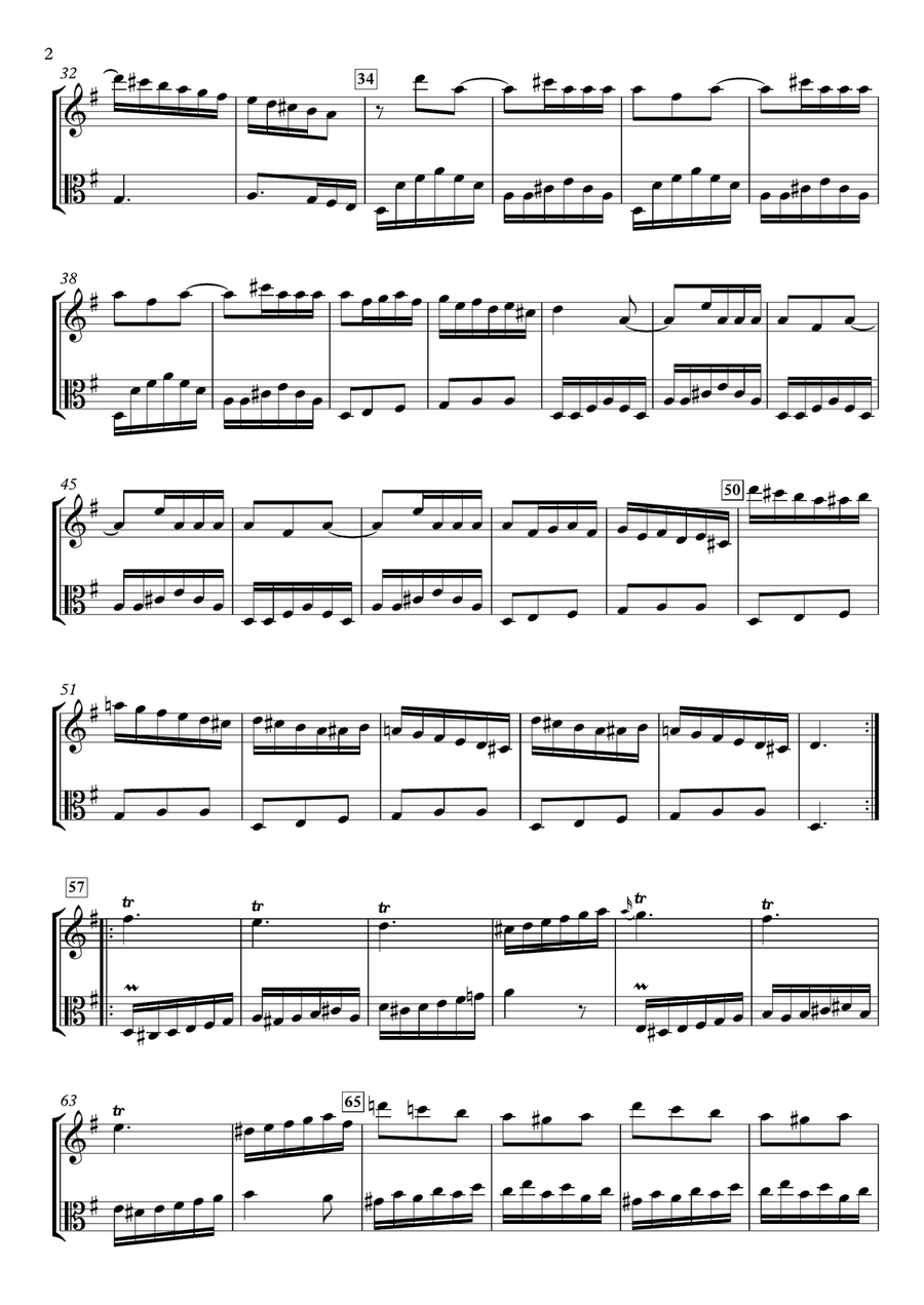 Sonata in G Major, K.125 / L.487 for Violin and Viola String Duet scores gallery preview page 2