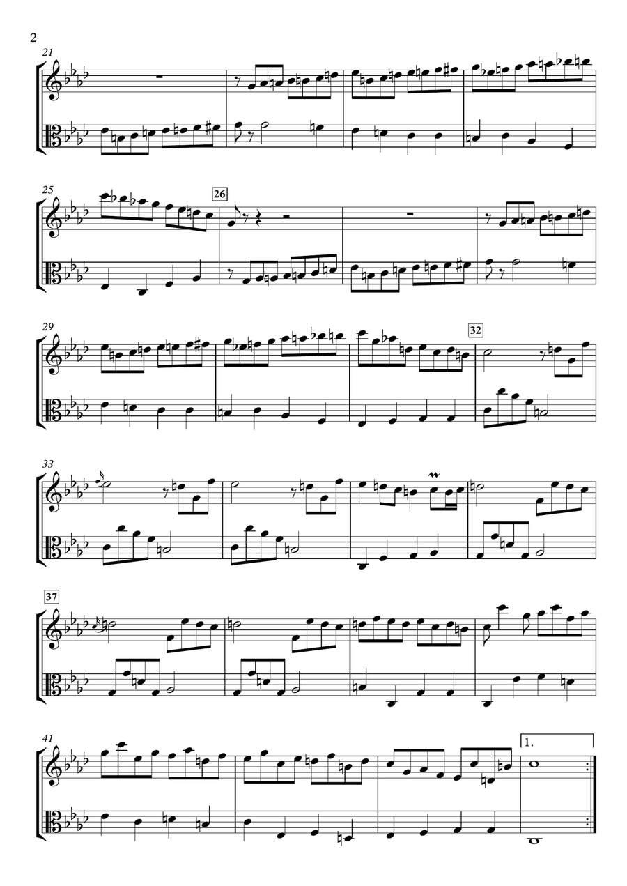Sonata in F Major, K.386 / L.171 for Violin and Viola String Duet scores gallery preview page 2