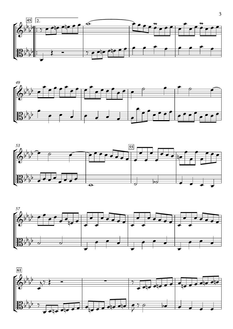 Sonata in F Major, K.386 / L.171 for Violin and Viola String Duet scores gallery preview page 3