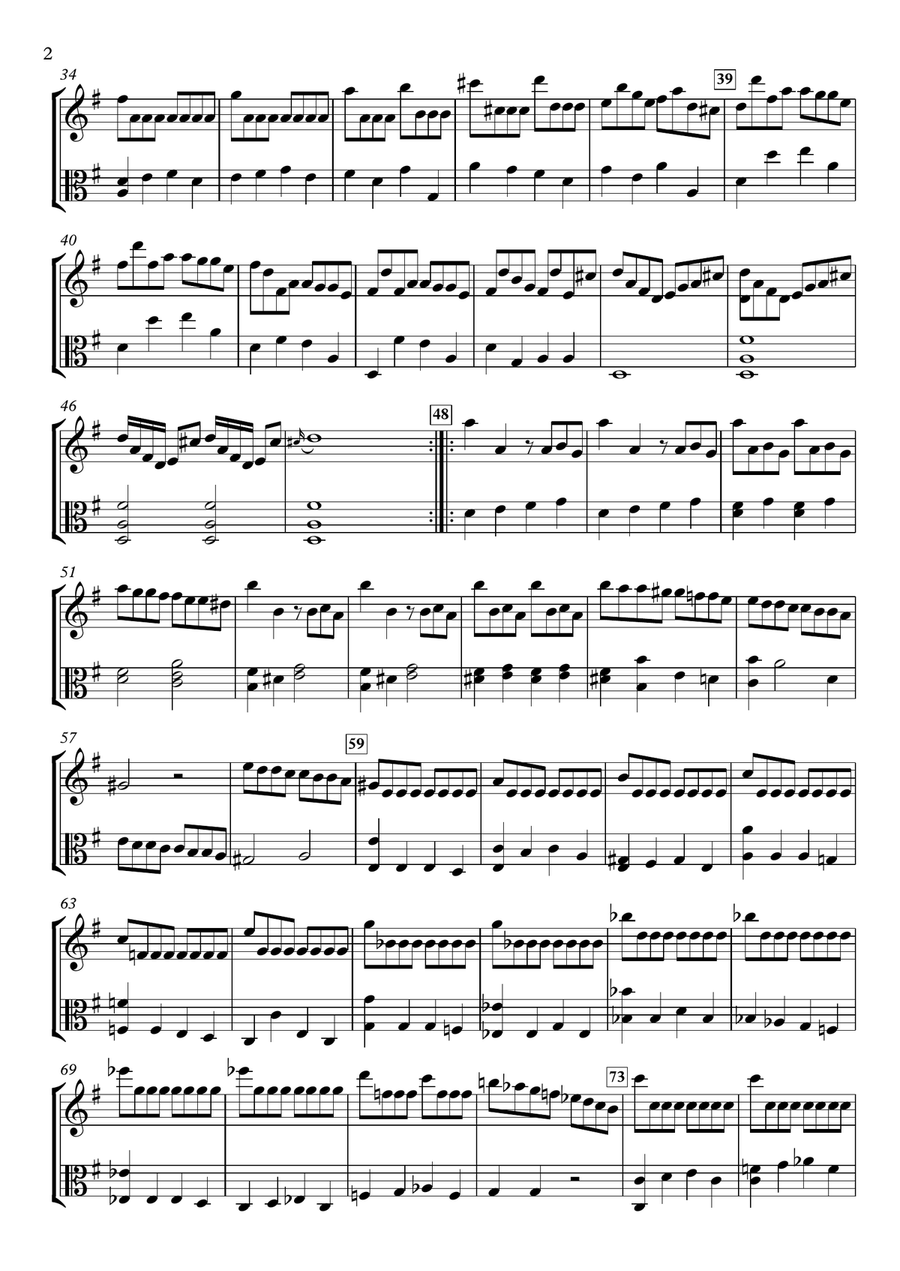 Sonata in G Major, K.455 / L.209 for Violin and Viola String Duet scores gallery preview page 2