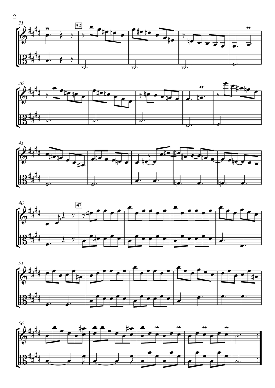 Sonata in E Major, K.403 / L.470 for Violin and Viola String Duet scores gallery preview page 2