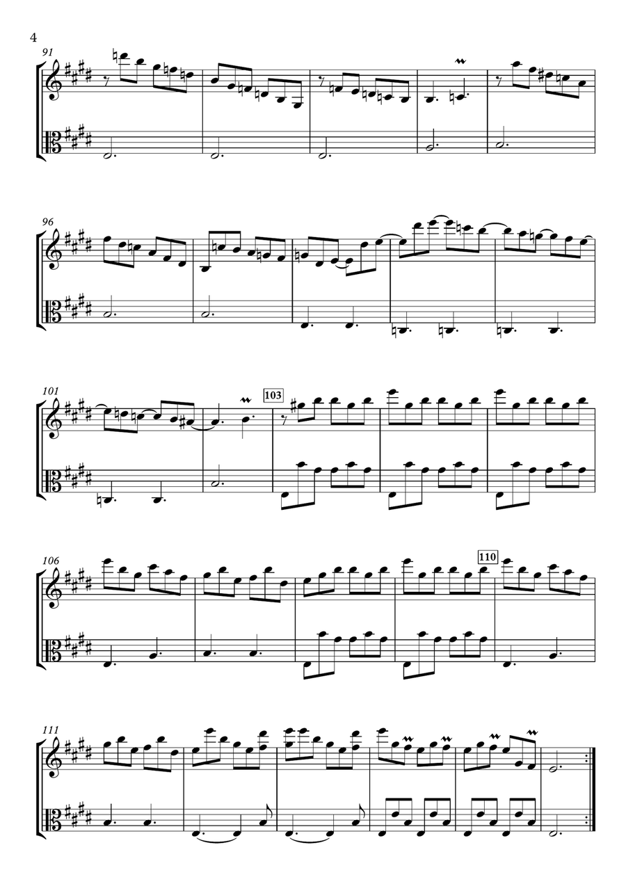 Sonata in E Major, K.403 / L.470 for Violin and Viola String Duet scores gallery preview page 4