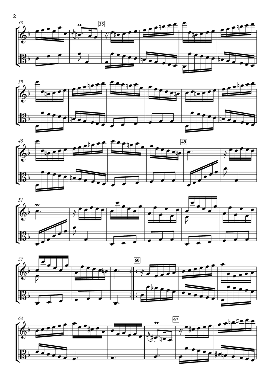 Sonata in F Major, K.367 / L.172 for Violin and Viola String Duet scores gallery preview page 2