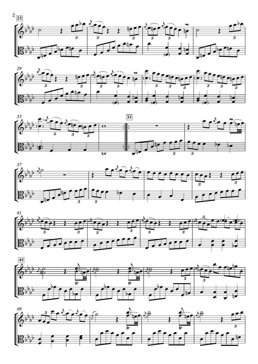 Sonata in F Minor, K.466 / L.118 for Violin and Viola String Duet scores gallery preview page 2