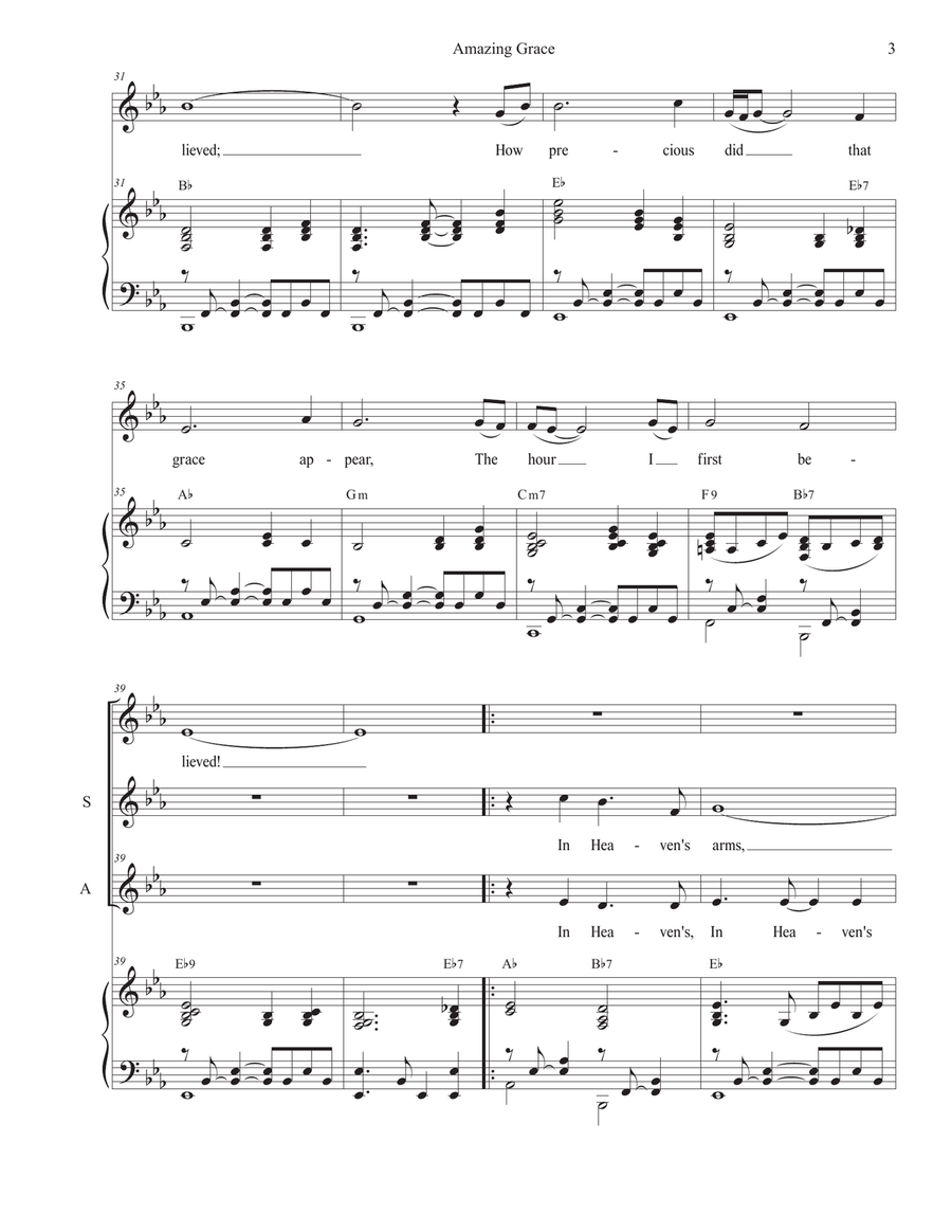 Amazing Grace (Until We Find Our Peace) (2-part choir - (SA) SA scores gallery preview page 3