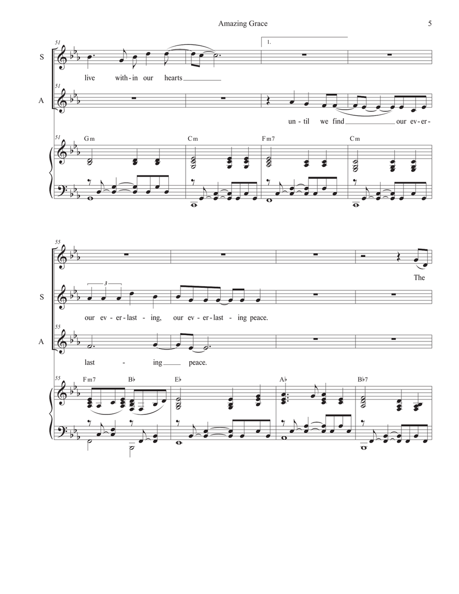 Amazing Grace (Until We Find Our Peace) (2-part choir - (SA) SA scores gallery preview page 5