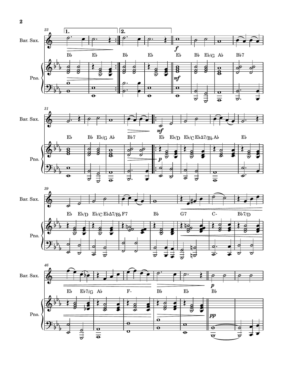The Longest Time Baritone Saxophone scores gallery preview page 2