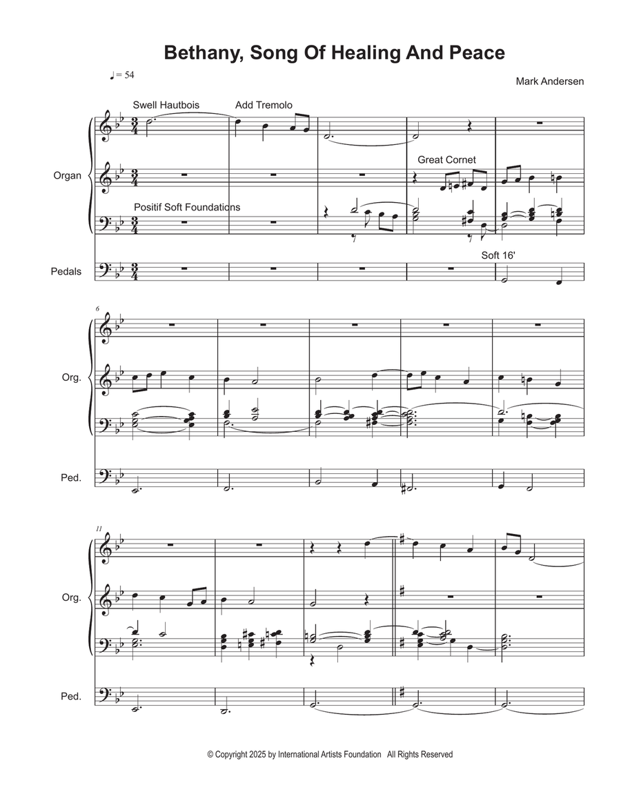 Bethany, Song Of Healing And Peace for organ by Mark Andersen Organ Solo scores gallery preview page 3