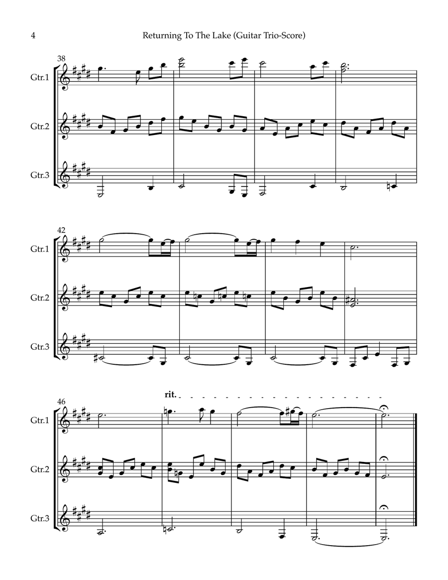 Returning To The Lake - guitar trio (score and separate parts) Guitar Ensemble scores gallery preview page 4