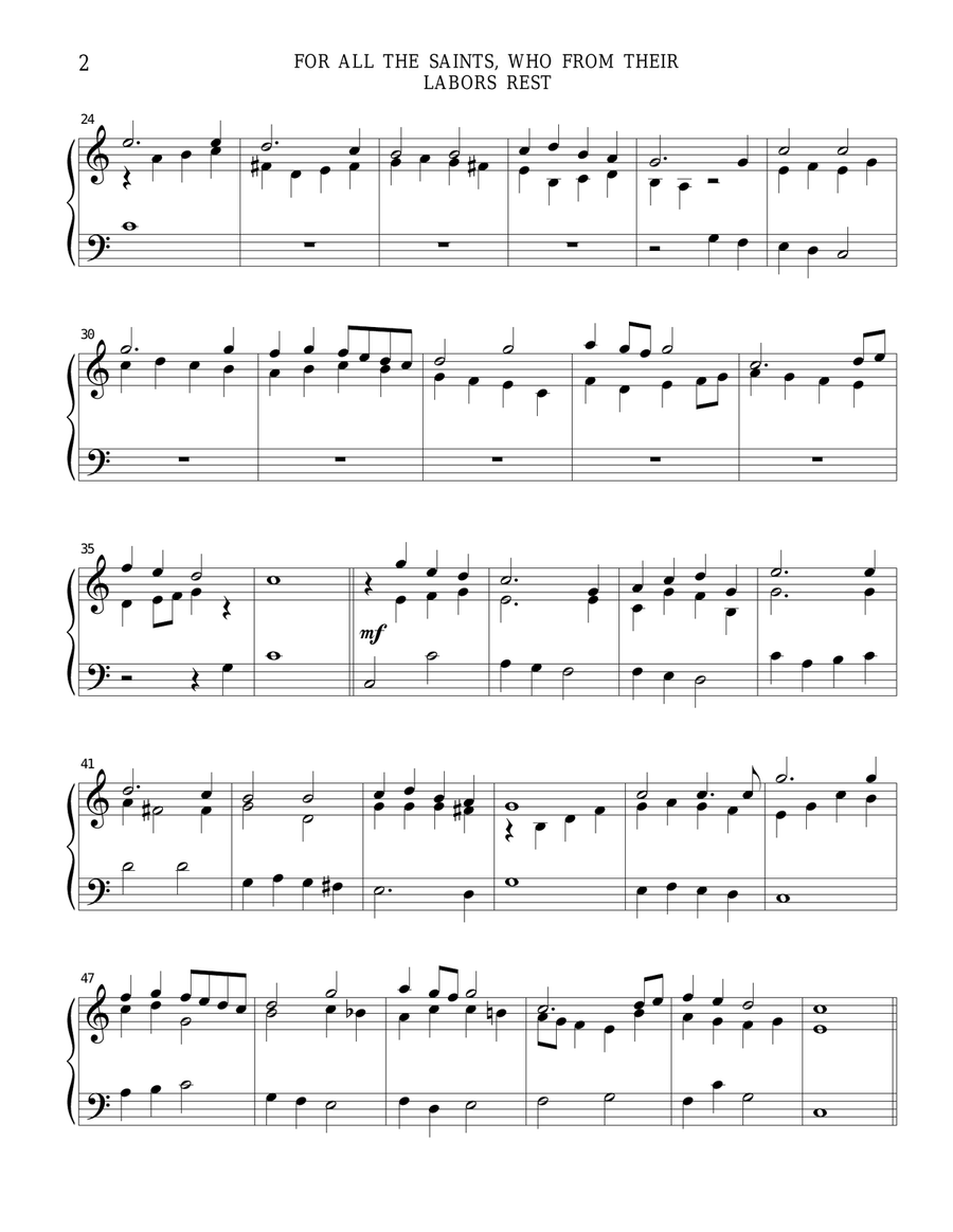 For All the Saints, Who from Their Labors Rest (SINE NOMINE) Carillon scores gallery preview page 2