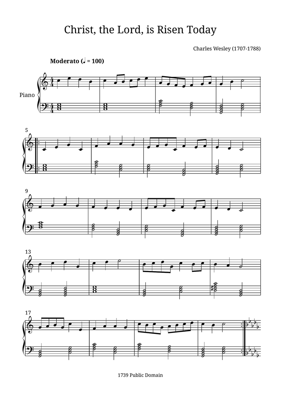 Christ, the Lord, Is Risen Today Piano Solo scores gallery preview page 1