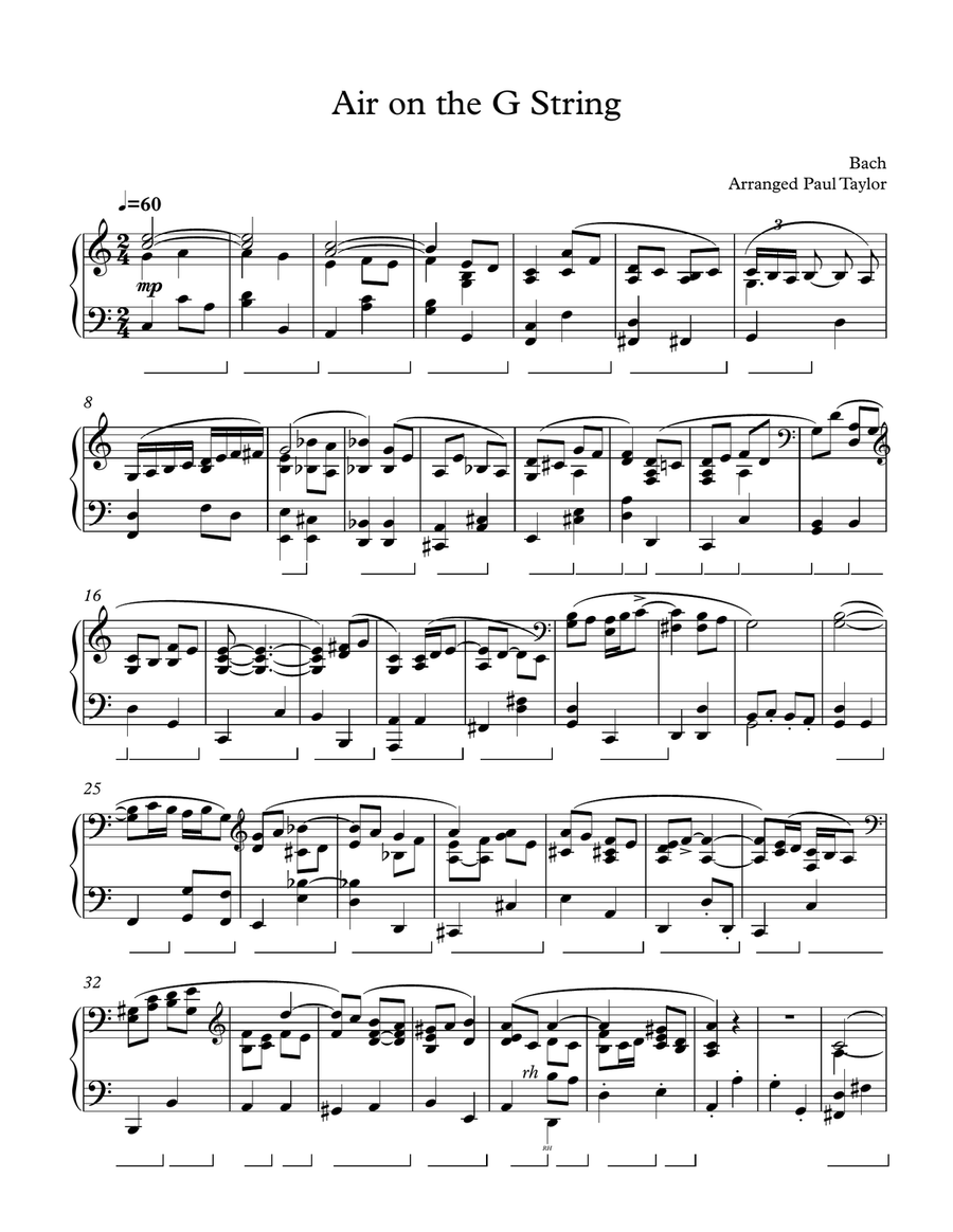 Air on the G string Piano Solo scores gallery preview page 1
