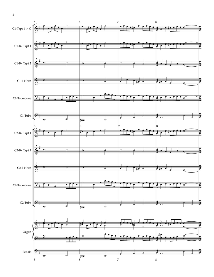Purcell's Rondeau with A Mighty Fortress for Antiphonal Brass, Organ Brass Ensemble scores gallery preview page 2