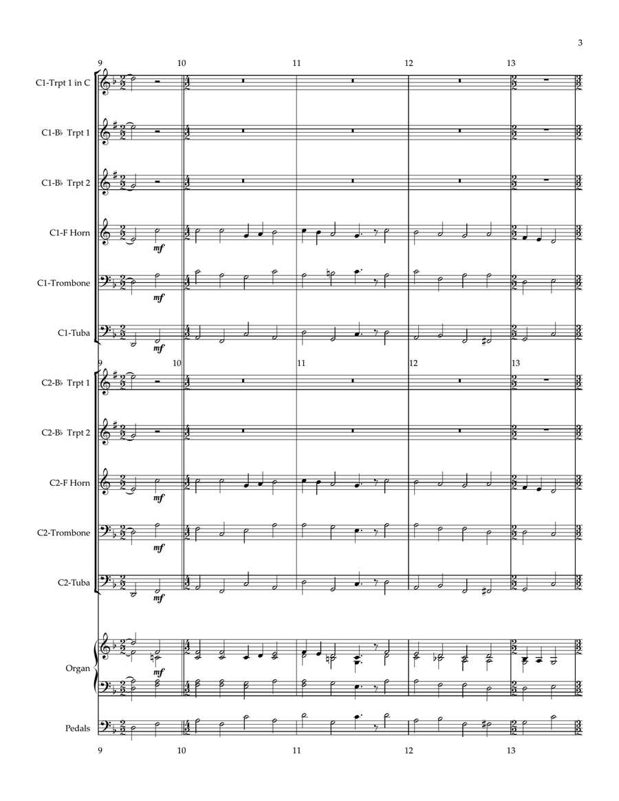 Purcell's Rondeau with A Mighty Fortress for Antiphonal Brass, Organ Brass Ensemble scores gallery preview page 3