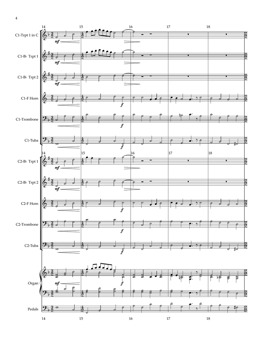 Purcell's Rondeau with A Mighty Fortress for Antiphonal Brass, Organ Brass Ensemble scores gallery preview page 4