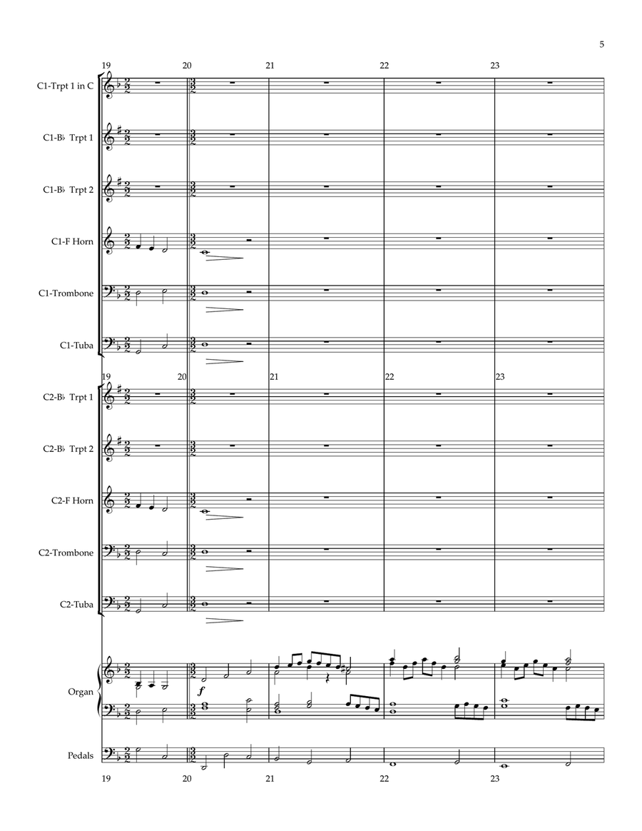 Purcell's Rondeau with A Mighty Fortress for Antiphonal Brass, Organ Brass Ensemble scores gallery preview page 5