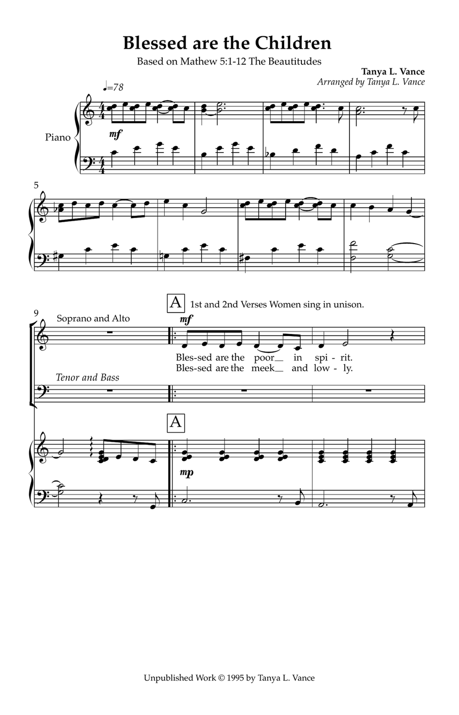 Blessed are the Children Blessed are the Children 4-Part scores gallery preview page 1