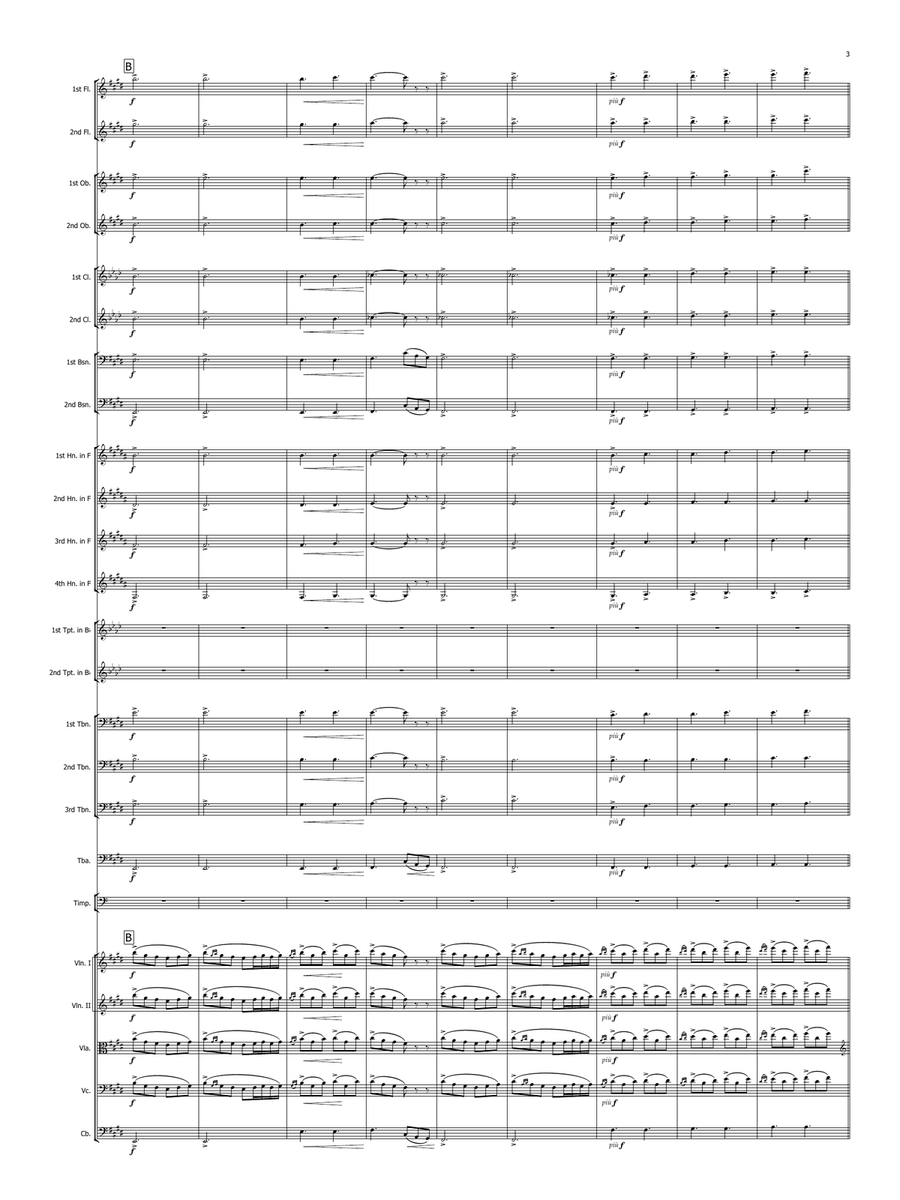 Morning Mood by Greig (Full orchestra, including parts for clarinets/trumpets in Bb, horns in F) Full Orchestra scores gallery preview page 3