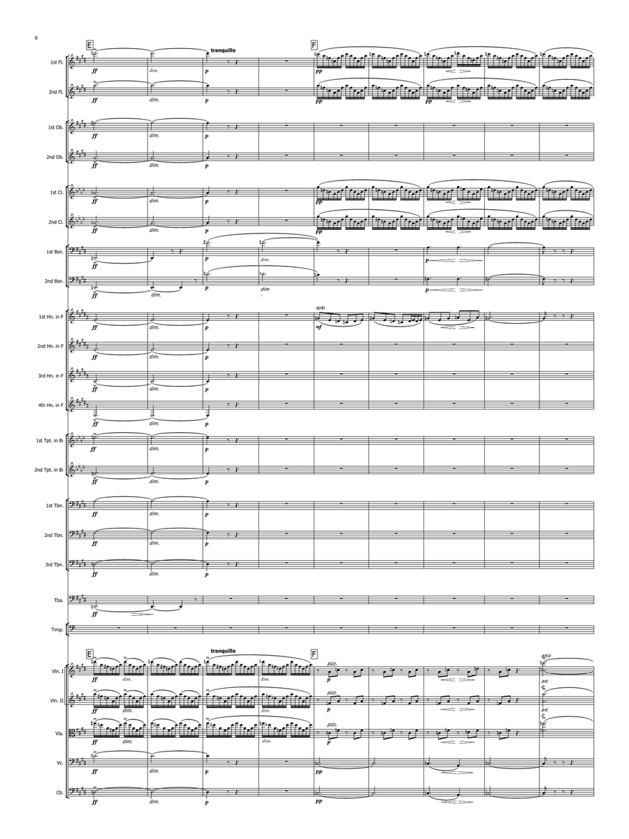 Morning Mood by Greig (Full orchestra, including parts for clarinets/trumpets in Bb, horns in F) Full Orchestra scores gallery preview page 6
