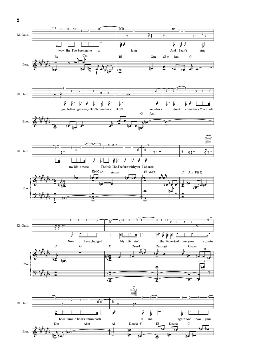 Running Back to Me Again Running Back to Me Again Electric Guitar scores gallery preview page 2