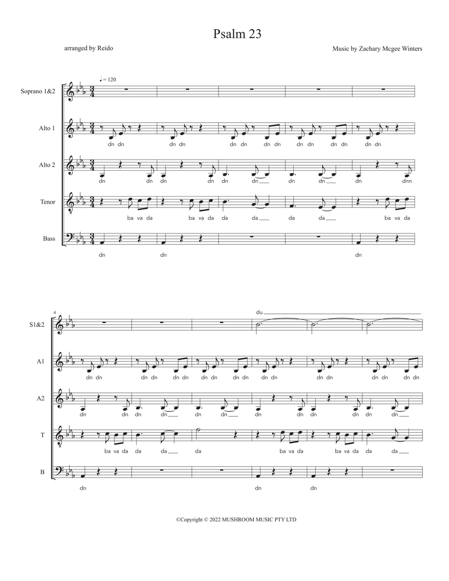 Psalm 23 Psalm 23 Divisi scores gallery preview page 1