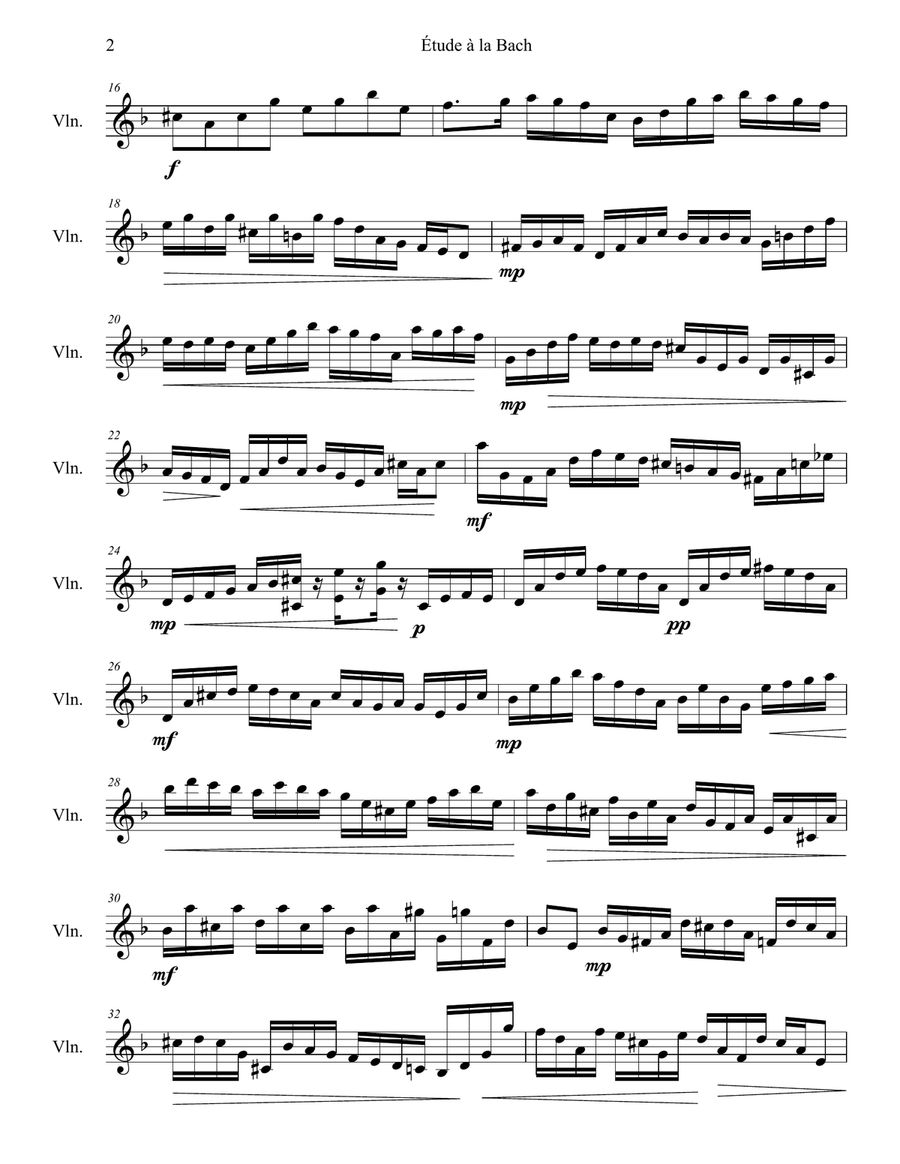 Étude à la Bach Étude à la Bach Violin Solo scores gallery preview page 2