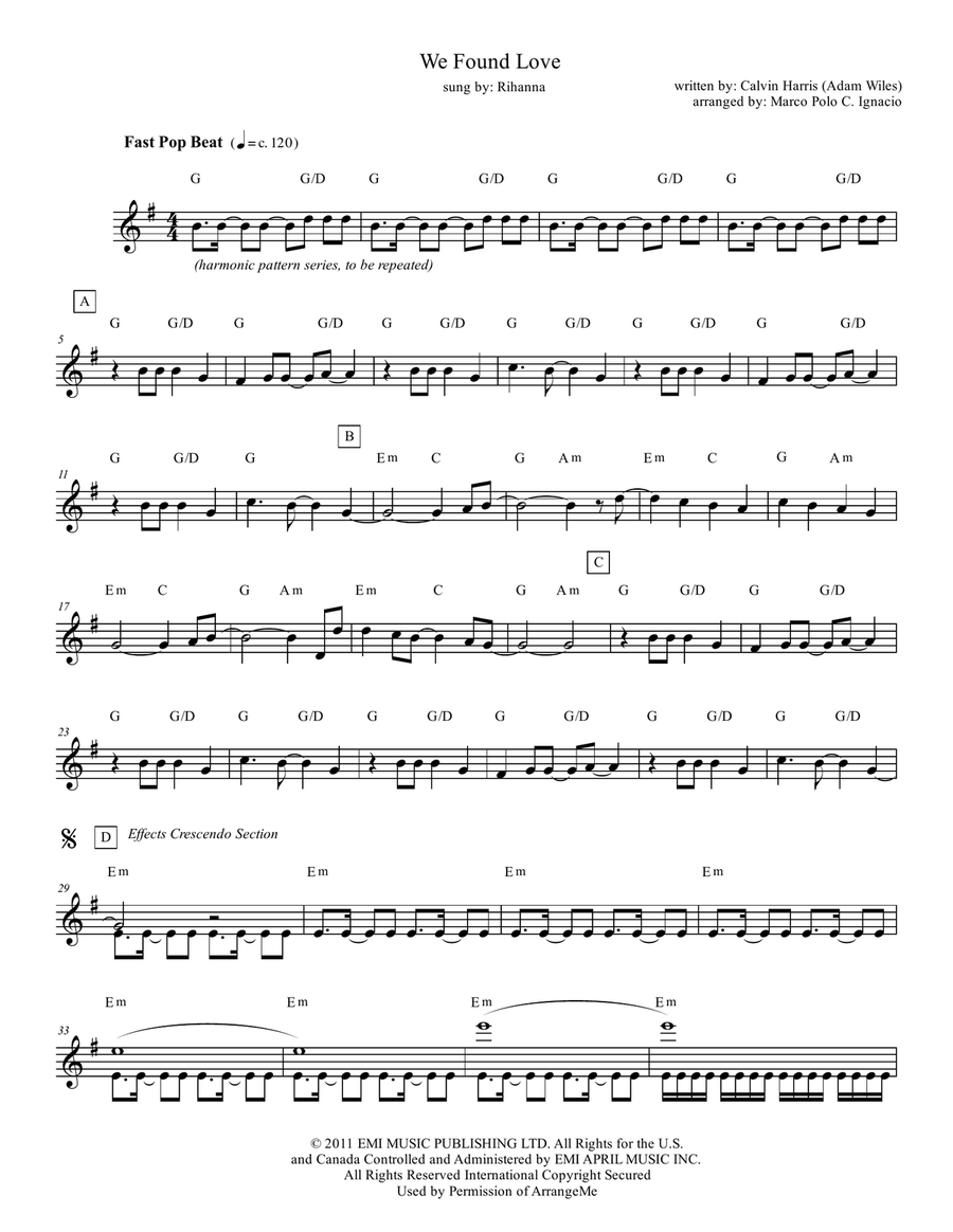 We Found Love Piano scores gallery preview page 1