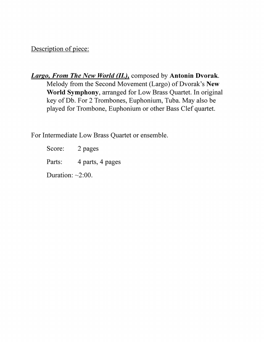 Largo From The New World (II.) Brass Quartet scores gallery preview page 2